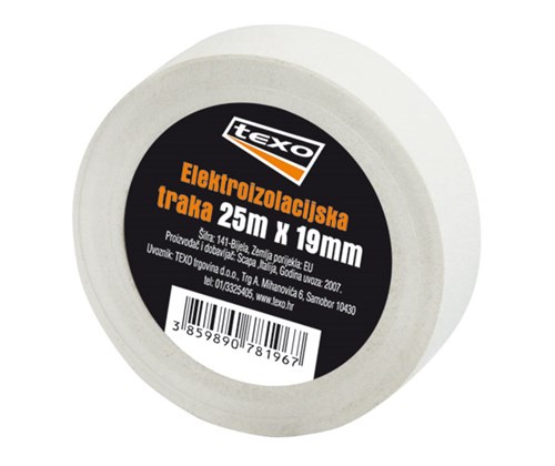 TEXO Elektroizolacijska traka 19 mm x 25 m - bijela